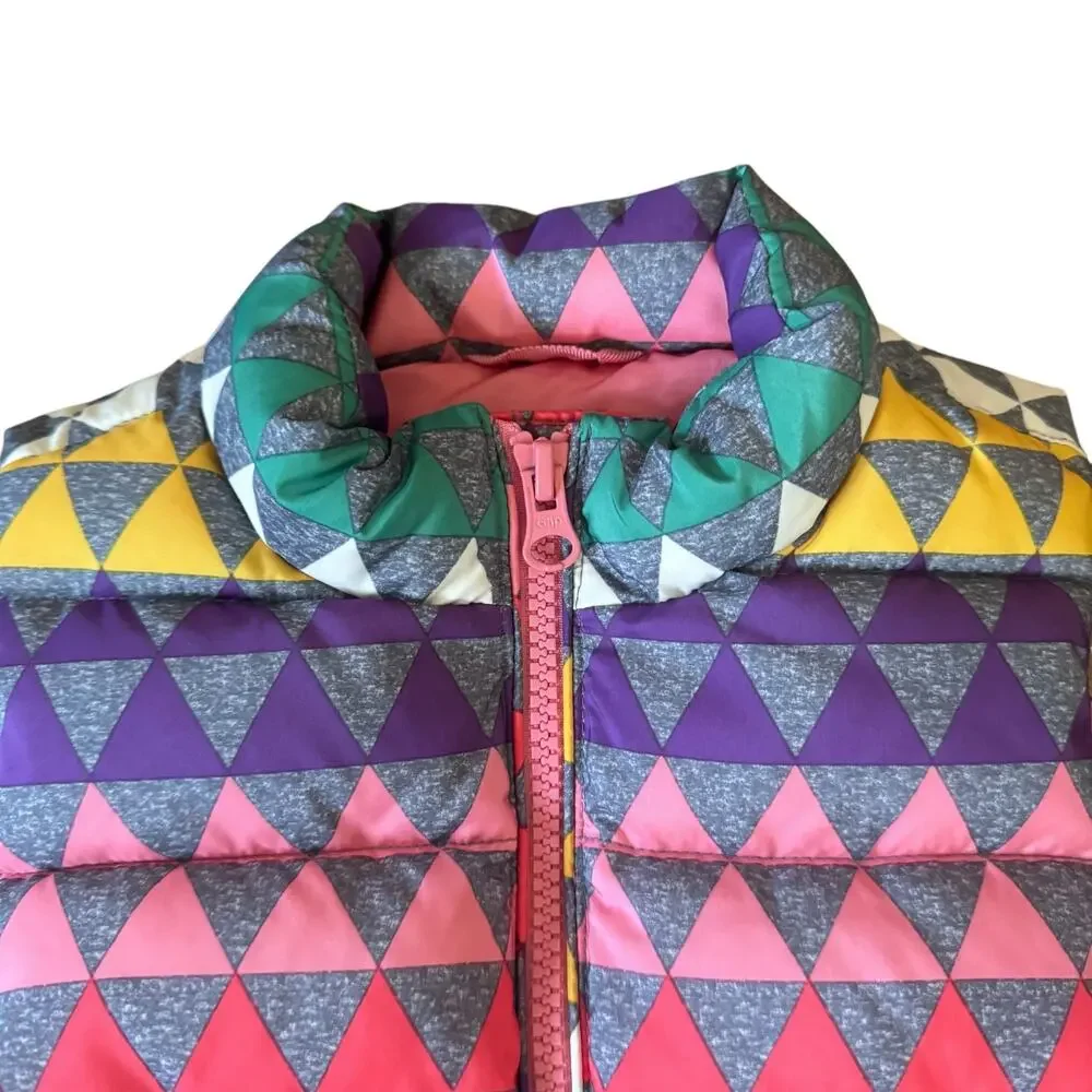 Baby GAP Quilted Puffer Vest Colorful Graphic Pattern Funnel Neck Full 4 Years